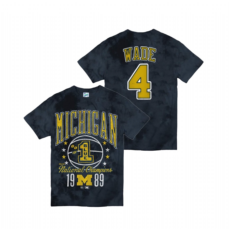 Michigan Wolverines Men's NCAA Brandon Wade #4 Navy Tie Dye Vintage Tubular Retro Tie-Dye College Football T-Shirt HIB0249SK